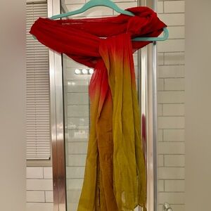 Ombré scarf, fall colors, red to gold